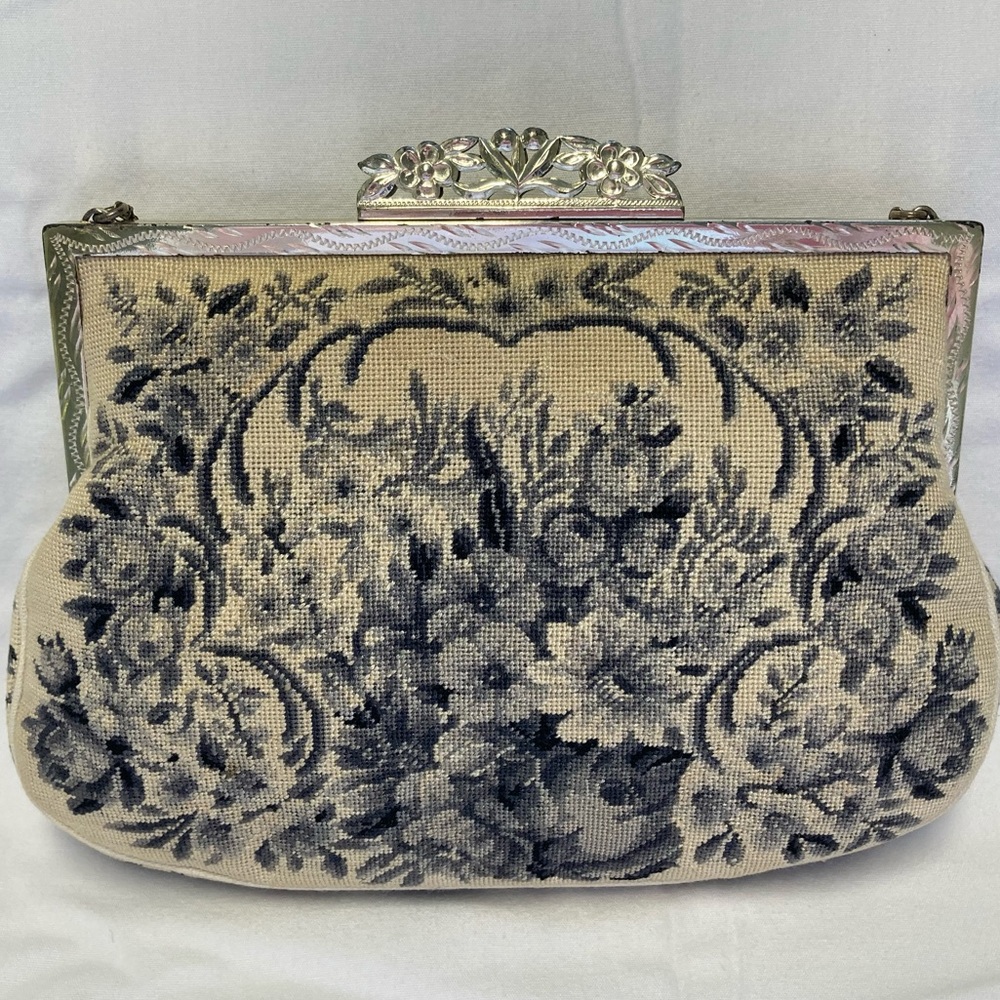 Vintage Navy Embroidered Purse
